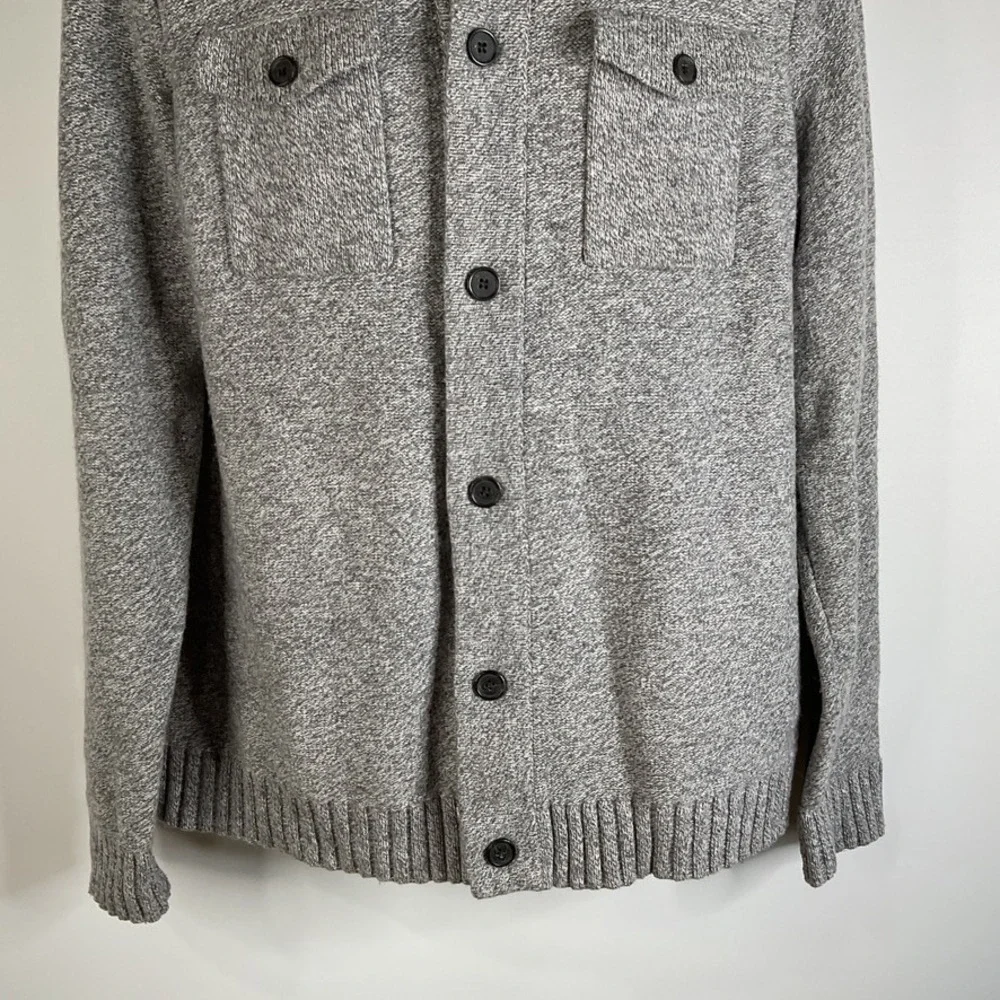Banana Republic Men's XL Gray Knit‎ Button Front Mock Neck Cardigan Sweater Wool